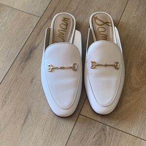 Sam Edelman Cream Mules with Gold Accent